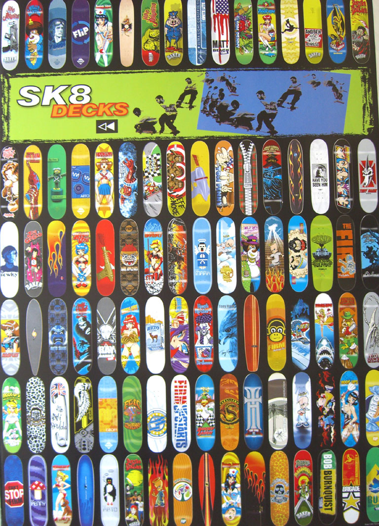 Sk8 Decks Collage-Colour POSTER